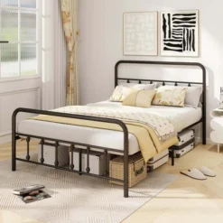 Costway Full/Queen/King Size Bed Frame With Headboard Under Bed Storage No Box Spring Needed Black -Steve Silver Furniture Store GUEST e7fb98ff dbcb 453c af12 aaa239e2826e