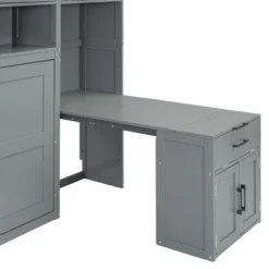 Twin Size Murphy Bed Wall Bed With Closet, Cabinets, Storage Shelves And Desk, White/Gray-ModernLuxe -Steve Silver Furniture Store GUEST e97b8a51 a626 4637 bb8e 8b4f4397719a