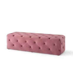 60" Amour Tufted Button Entryway Performance Velvet Bench Dusty Rose - Modway -Steve Silver Furniture Store GUEST eb183ec7 36b2 4d27 acbb ab1dc7a674b3
