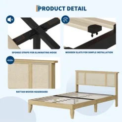 Garvee Bed Frame With Natural Rattan Headboard, Wood Slat Support, Metal Base -Steve Silver Furniture Store GUEST ebad3dbb 787e 4bc7 b47c 0262b7f2fca7