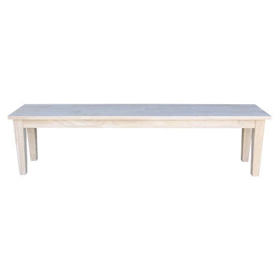 72" Shaker Style Bench Unfinished - International Concepts 1 72" Shaker Style Bench Unfinished - International Concepts