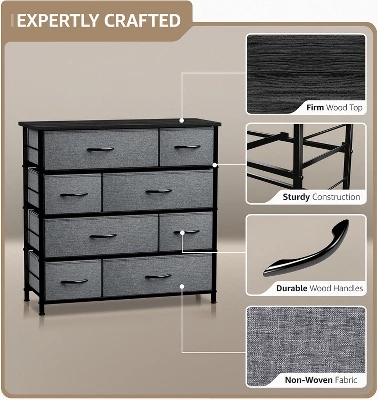 Sorbus 8 Drawer Dresser Black 4 Sorbus 8 Drawer Dresser Black - Image 4