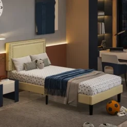 VECELO Velvet Upholstered Platform Bed Frame With Adjustable Headboard, Sturdy Wood Slats & Metal Support, No Box Spring Needed, Twin/Full/Queen Size -Steve Silver Furniture Store GUEST f3c58c02 6f69 4579 91f2 823a4ce6ea69