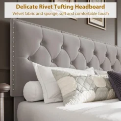 Bed Frame With 2 Storage Drawers, Vintage Velvet Upholstered Bedframe, Button Tufted Wingback Headboard, No Box Spring Needed, Noise Free -Steve Silver Furniture Store GUEST f42b4bf6 201d 4e19 a042 ca893e1c0fd9