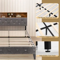 Costway Bed Frame Upholstered Platform Mattress Foundation With Storage Headboard 16 Costway Bed Frame Upholstered Platform Mattress Foundation With Storage Headboard -Steve Silver Furniture Store GUEST fe026c05 9ab8 44d5 ade0 fba8c6335838