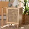 Maclean Rattan Wood 1 Door Nightstand Natural/Brown - Baxton Studio